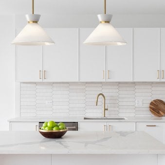 Halston Single Drop Pendant in Brushed Gold and Glossy Opal Glass