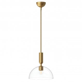 Jude Single Drop Pendant in Brushed Gold with Clear Glass Shade