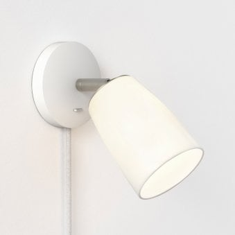 Carlton Plug In Wall Light in a Porcelain Finish with Porcelain Shade