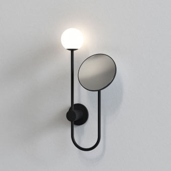 Orb IP44 Bathroom Wall Light & Mirror in Black