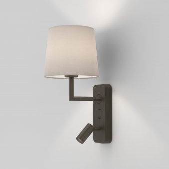Side by Side Bedside Wall and Reading Light in Bronze