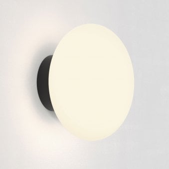 Zeppo IP44 Opal Glass Bathroom Wall Light in Matt Black
