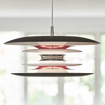 Diablo Large 500mm Single Metal Pendant Flat Black and Glossy Red