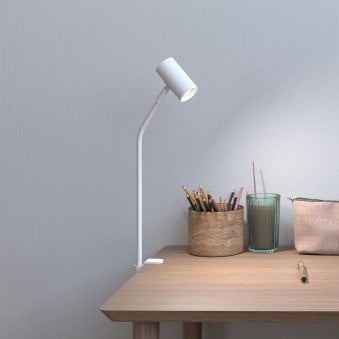 Tyson Table Top Clamp-On Lamp in White