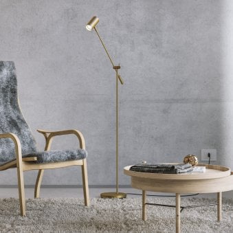 Tyson Tilt Floor Lamp in Polished Brass