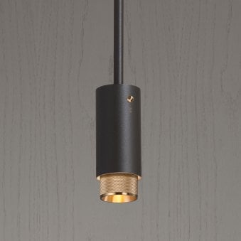 Exhaust Single Drop Pendant Spotlight in a Graphite Finish with Brass Detail
