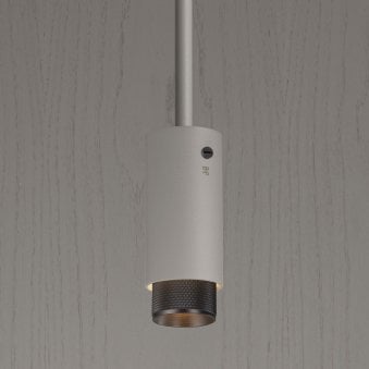 Exhaust Single Drop Pendant Spotlight in a Stone Finish with Smoked Bronze Detail