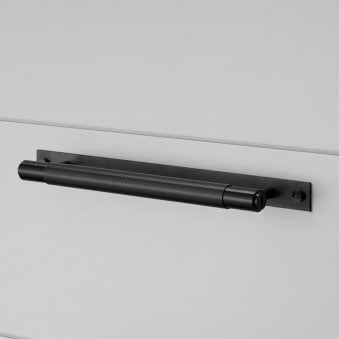 Knurled Large Pull Bar Cabinet Handle With Back Plate In Black