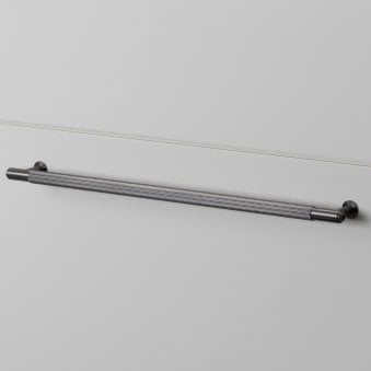 Linear Knurled Large Pull Bar Cabinet Handle In Gun Metal Grey