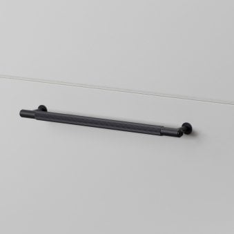 Linear Knurled Medium Pull Bar Cabinet Handle In Black