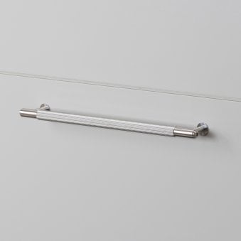Linear Knurled Medium Pull Bar Cabinet Handle In Solid Steel