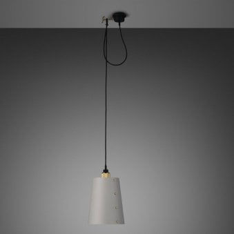 Hooked Large Single Drop Pendant in Stone and Brass Finish