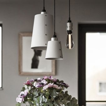 Hooked Mix Triple Drop Round Pendant in Stone and Steel Finish