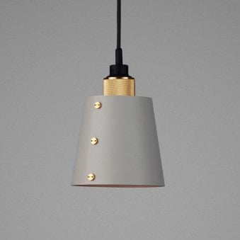 Hooked Small Single Drop Pendant in Stone and Brass Finish