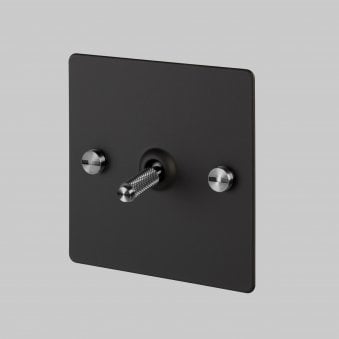 One Gang 2-Way Light Switch in Black & Steel with Knurled Toggle