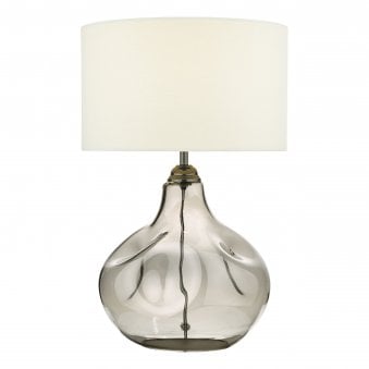 Esarosa Table Lamp In Smoked Glass With White Linen Shade