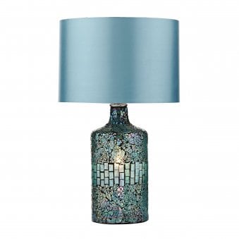 Guru Dual Source Mosaic Table Lamp In Blue With Light Blue Shade