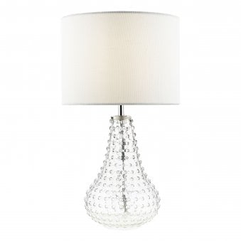 Kristina Clear Glass Table Lamp With White Linen Shade