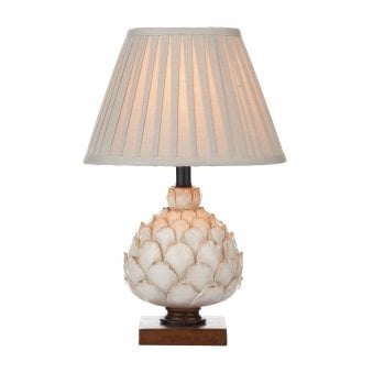Layer Small Table Lamp In Cream & Bronze With Pleated Ecru Shade