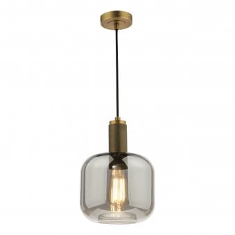 Nikolas Single Pendant Antique Brass With Smoked Glass Shade