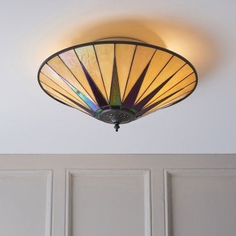 Dark Star Large 2 Light Tiffany Flush Ceiling Light