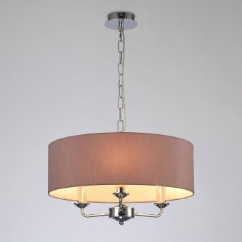 Banyan 45cm 3 Light Pendant in Chrome Finish & Taupe Shade