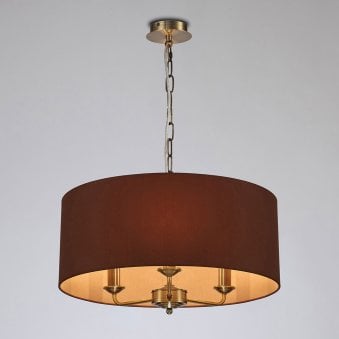 Banyan 50cm 3 Light Pendant in Antique Brass with Raw Cocoa & Grecian Bronze Shade