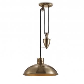 Wellington Rise & Fall Pendant In Antique Brass
