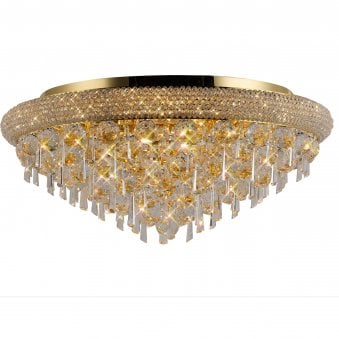 Alexandra 9 Light Clear Crystal Ceiling Light in Polished Gold