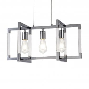 Canto Rectangular 3 Light Pendant in Polished Nickel