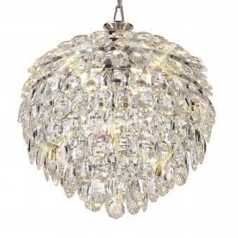 Coniston 6 Light Clear Crystal Pendant Light in Chrome