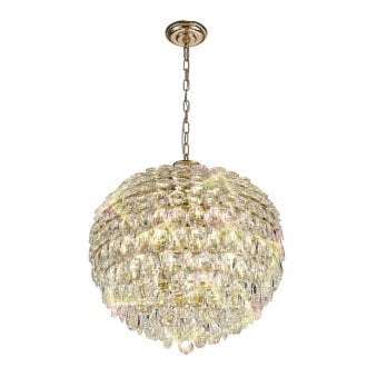 Coniston 9 Light Clear Crystal Pendant Light in French Gold