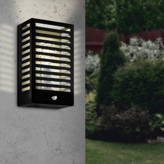 Alamonte 3 PIR IP44 Exterior Wall Light in Black