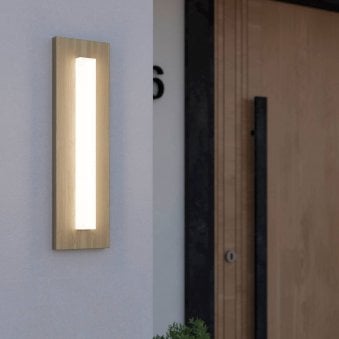 Bitetto IP44 Exterior LED Wall Light with Wood Effect