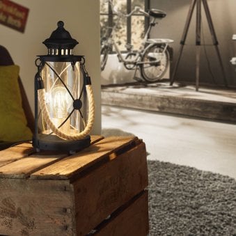 Bradford Black Rope Lantern Style Table Lamp