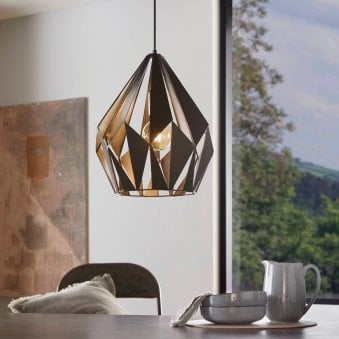 Carlton 1 Black and Silver Open Cage Pendant Light