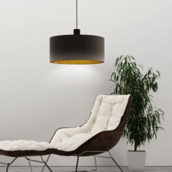 Concessa 1 Large Cappuccino and Gold Fabric Pendant Light