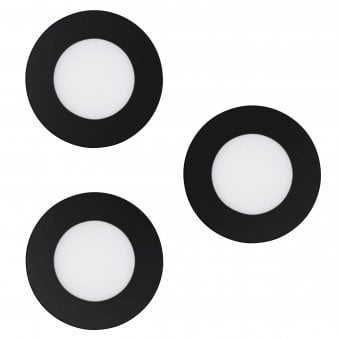 Connect Z Tuneable White Set of 3 Fueva IP44 85mm Downlights in Black