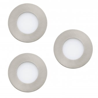 Connect Z Tuneable White Set of 3 Fueva IP44 85mm Downlights in Satin Nickel
