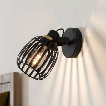 Girona Single Spotlight in Black and Brushed Brass