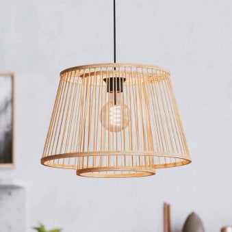 Hykeham 380mm Single Pendant with Natural Bamboo Lampshade