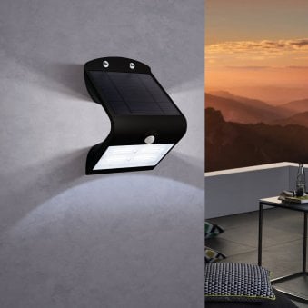 Lamozzo Solar Multifunction PIR Motion Sensor Outdoor LED Light in Black