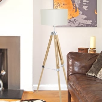 Lantada Tripod Floor Lamp in Light Wood