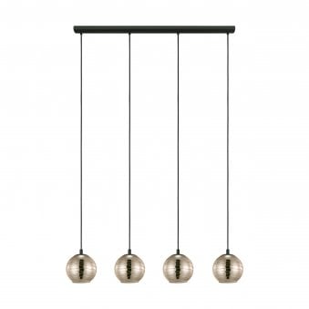 Lemorieta Four Drop Black and Vaporized Gold Glass Pendant