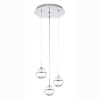 Montefio 1 LED Crystal Triple Glass Globe Cluster Pendant Light