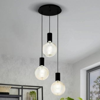 Pozueta Triple Drop Round Pendant in Black