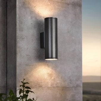 Riga IP44 Exterior Up and Down Wall Light in Anthracite