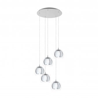 Rocamar 1 Five Drop Chrome and Glass Pendant