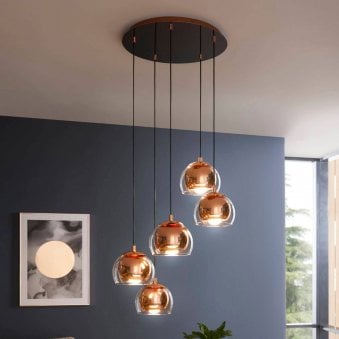 Rocamar 1 Five Drop Copper and Glass Pendant