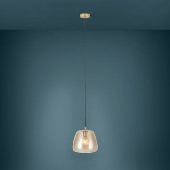 Albarino 260mm Brushed Brass Pendant with Amber Vaporized Glass